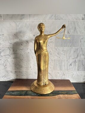 Vintage Brass Lady Justice Statue